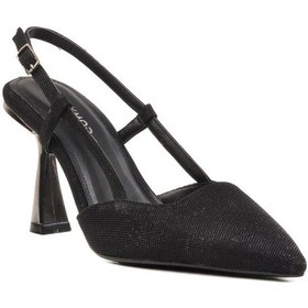 Resim Ayakmod 459158 Z Siyah Simli Tekstil Kadın Abiye Ayakkabı Stiletto Düğün Nişan Ayakkabısı Siyah 