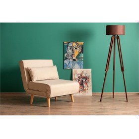 Resim Folde 80 Tekli Yataklı Katlanır Koltuk Keten Krem Krem 