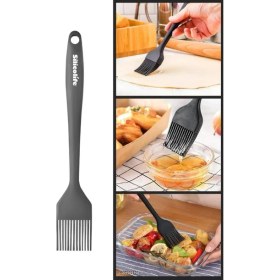 Resim Silicolife Yumurta Fırçası, Isıya Dayanıklı Yanmaz Yapışmaz Tek Parça Silikon Fırça 21CM Antrasit 
