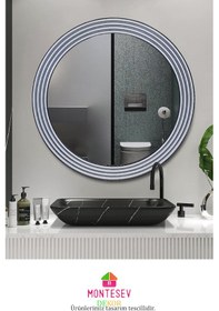 Resim Zümrüt Ahşap Gümüş Yuvarlak Ayna Işlemeli Duvar Banyo Aynası 43cm Gümüş 