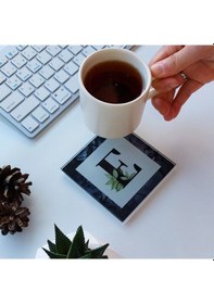 Resim Decorita Cam Bardak Altlığı E Harfli Tasarım 4'lü Takım 10 x 10 CM Çok Renkli 