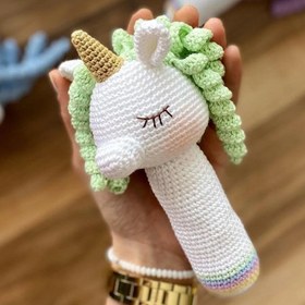 Resim Amigurumi Unicorn Çıngırak - Yeşil 