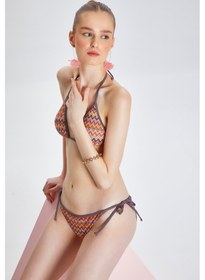 Resim Too Salty Swimwear Kadın Çok Renkli Dantelli Yandan Bağlamalı Üçgen Bikini Takımı 24s115st Çok Renkli 