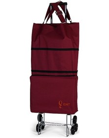 Resim ENTCANTA VADİ Model Sessiz 6 Tekerli, Çok Fonksiyonlu, Merdiven Çıkabilen Katlanabilir Teleskobik Kollu Seyahat ve Alışveriş Çantası- Bordo 