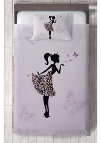 Resim Mekta Home Bebek Ve Çocuk Odası Kelebekli Prenses Desenli Yatak Örtüsü Renkli 