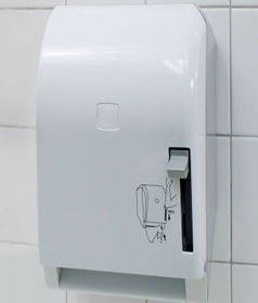Resim KG-GOLDPAPER Beyaz Renk Manuel Koldan Çekmeli Autocut 21 Cm Hareketli Havlu Makinesi Dispenseri Banyo Wc Aparatı 