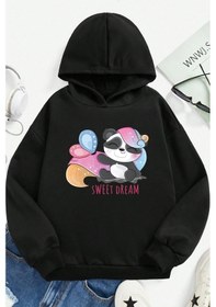 Resim Uyguntarz Çocuk Kafadar Ayılar Baskılı Sweatshirt Siyahsarı 