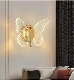 Resim Modern Tasarım Butterfly Aplik Gold Sarı Kelebek Duvar Apliği Gold 