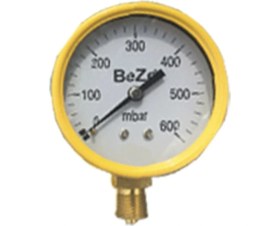 Resim Ø63 Sarı 100 Mbar Alttan Çıkışlı Manometre 