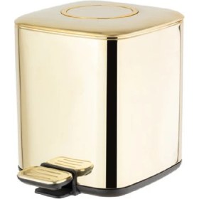 Resim System Banyo Aksesuarları Pedallı 9 L Gold Çöp Kovası 31x23x31 cm 