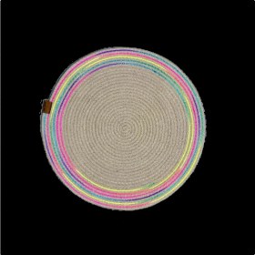 Resim Marsilyan Decohandy 39CM Neon Renkli Şeritli Jüt Örme Supla Amerikan Servis 