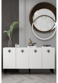 Resim 8208-32dd Kb150 Konsol, Tv Ünitesi Beyaz-gümüş-siyah Beyaz-gümüş-siyah 