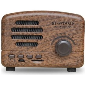 Resim Ahşap Desenli Retro Tasarım Kablosuz Bluetooth Hoparlör - Taşınabilir Ve Güçlü Ses - Ahşap 