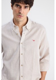 Resim D'S Damat Ds Damat Comfort Bej Çizgili Gömlek 6hc02g816304m 
