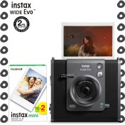 Resim Instax Wide Evo Siyah Şipşak Anında Baskı Hybrid Fotoğraf Makinesi ve 20'li Film 
