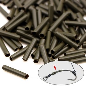 Resim 100 adet Yeşil PVC Isıyla Daralan Boru Karp Balıkçılık Kanca için - Anti-Dolaşma Kılıfı Güvenli Kanca Bağlantısı ile, Verimli Karp Balıkçılığı için Temel Takım Aksesuarı 