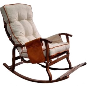 Resim Mobil Deco Ceviz Sultan Lüx Ahşap Çift Minderli Çift Cepli Sallanan Sandalye Kiremit/krem 