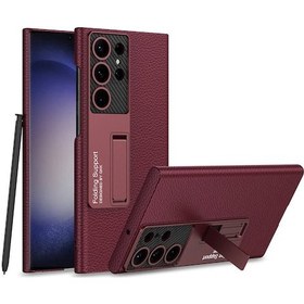 Resim Samsung Galaxy Uyumlu S24 Ultra Kılıf Kıpta Standlı Kapak 