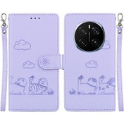 Resim Honor Magic7 Pro İçin Flip Kılıf Deri Cüzdan Kartlık Tutucu Kickstand Kedi Rfıd 