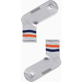 Resim Carnaval Socks Turuncu Mavi Şeritli Desenli Renkli Spor Çorap 
