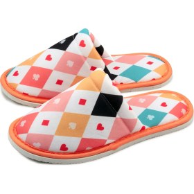 Resim Chochili Unisex Beyaz Poker Desenli Yumuşak Tabanlı Ev Terlik 