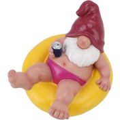 Resim Vkemall Mavi Reçine Bahçe Cini, Havuz Ve Göl Dekorasyonu, Yüzgeçte Oturan Komik Cüce Figürü, Dışarıdaki Ve İçerideki Dekor Aksesuarı 