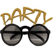 Resim Altın Simli Party Yazılı Parti Gözlüğü Show 