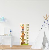 Resim Çocuk Odası Bebek Odası Boy Ölçer Boy Cetveli Sticker Hayvanlar 