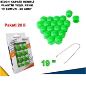 Resim caraks Renkli Bijon Kapağı Plastik Yeşil Renk Altıgen 19 Mm Bijon Uyumlu 20 Adet - 