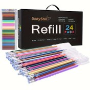Resim 24/12 Glitter Jel Kalem Seti - Çok Renkli Mürekkep Dolumları, Sanat, El Sanatları ve Yazma İçin Uygun - Nötr Mürekkep ile Jel Kalem Koleksiyonu, Düzenli Gösterim | Dayanıklı Plastik 