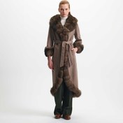 Resim Kahverengi Tekstil - Kürk Kadın Kürk Kaban - K23KKM320380-Q8B 