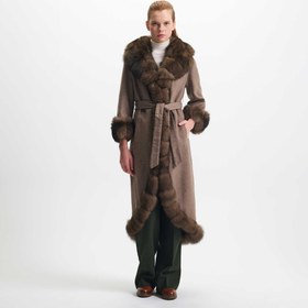 Resim Kahverengi Tekstil - Kürk Kadın Kürk Kaban - K23KKM320380-Q8B 