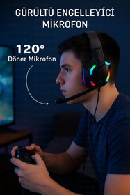 Resim Polygold PG-6972 Mikrofonlu RGB Oyuncu Kulaklığı 
