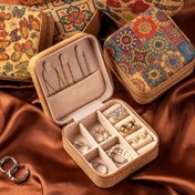 Resim 1 Adet Vintage Kumaş Astarlı Mantar Takı Kutusu, Dikdörtgen Şekil, Fermuarlı Kapama, Yüzükler, Küpeler ve Kolyeler için Çok Bölmeli, Anneler Günü veya Sevgililer Günü Hediyesi İçin İdeal 