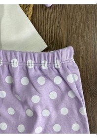 Resim Bebicix Puantiyeli Fiyonklu Bereli Alttan Çıtçıtlı Kız Bebek Takım Mor 