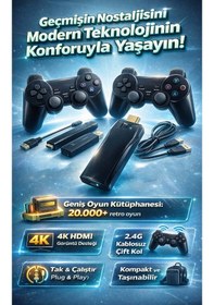 Resim Tak Çalıştır Nostalji Oyun Konsolu - 20.000+ Retro Oyun & 2 Kablosuz Kol 