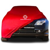 Resim ULTRASHOP Renault Laguna 3 (2007 - 2015) Kırmızı Kumaş Araba Branda Logolu Penye Oto Branda 