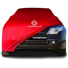 Resim ULTRASHOP Renault Laguna 3 (2007 - 2015) Kırmızı Kumaş Araba Branda Logolu Penye Oto Branda 
