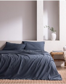 Resim Tracey King Size %100 Pamuk Pileli Linen Look Yıkamalı Çarşaflı Nevresim Takımı - İndigo 8684427125564 Çok Renkli 