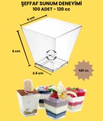 Resim Owersea 120cc100Adet Kübik Prizma Mika Plastik Kase Şeffaf Kapaksız Sunum Kabı Tatlı & Meze Ve Salata Kasesi 