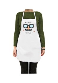 Resim Kişiye Özel Mangal Ustası Tasarımlı Mutfak Önlüğü Yetişkin Ve Çocuk Boy Seçenekli Beyaz 