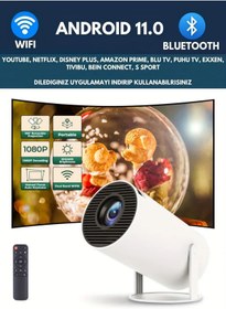 Resim Laraheiser Taşınabilir Android 11 Projeksiyon Wifi Destekli Uyumlu Akıllı Sinema Projektör Beyaz Ultra HD 