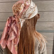 Resim 1 adet Kadın Saten Kare Turban - Retro Bohem Çizgili Kırmızı Saç Sarma & Uyku Bone, 88.9 cm Elastik Bant Güvenli Oturuş için, Elde Yıkama/Kuru Temizleme, Parti & Günlük Aksesuar, Şık Başlık, Duygusal Saten Kumaş 