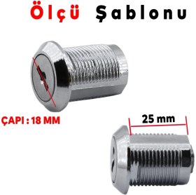 Resim Badem10 Ugr Mandallı Çekmece Kilidi 2 Anahtarlı Metal Mobilya Dolap Kilidi (5 Adet) 