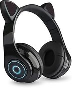 Resim Tignapoo B39 Kulak Üstü Müzik Kedi Kulak Parlayan Katlanabilir Kablosuz BT5.0 Eller Ser Mic ile AUX IN TF Kart MP3 Çalar PC Dizüstü Bilgisayar Cep Telefonu için 