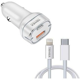 Resim Tonex La-38w Pd + Usb-a Type-c To Lightning Kablolu Araç İçi Şarj Aleti Set - 