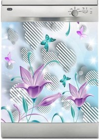 Resim Bulaşık Makinesi Sticker Kaplama Beyaz Eşya Kaplama Mor Çiçek 