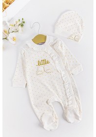 Resim Babymod Fırfırlı Kız Bebek Melek Kanatlı Tulum Krem 