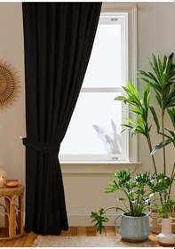 Resim Home Color Home Siyah Petek Kadife Dokulu Fon Perde Düz Dikişli Ekstrafor Büzgü 1.sınıf Kalite Siyah 