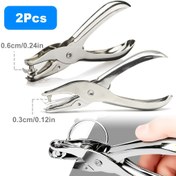 Resim 2 adet Delik Delici, 3mm ve 6mm Yuvarlak Tek Delik Kağıt Delici, 8 Sayfa Kapasiteli Delik Delici, Ofis, DIY El Sanatları Kağıdı, Hediye Etiketleri Giyim Bileti, Küçültme Levhası için Metal El Delik Delici 